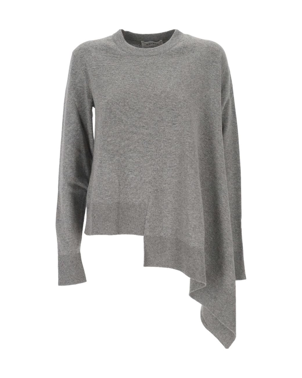 McQueen Gray Asymmetric Hem Crewneck Jumper