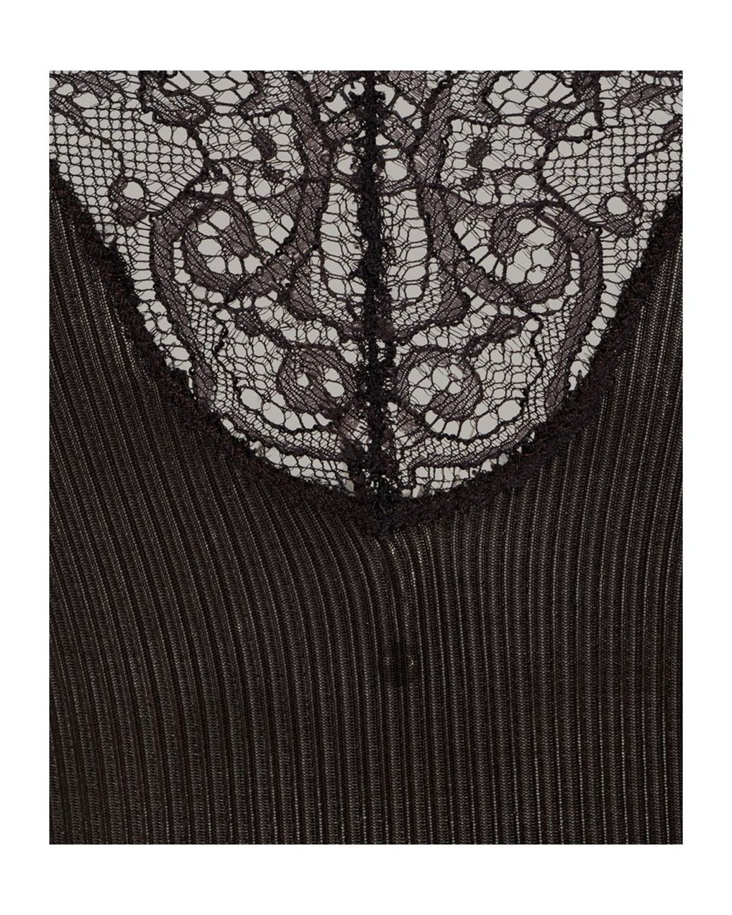 Saint Laurent Purple Laced Ribbed Tank Top