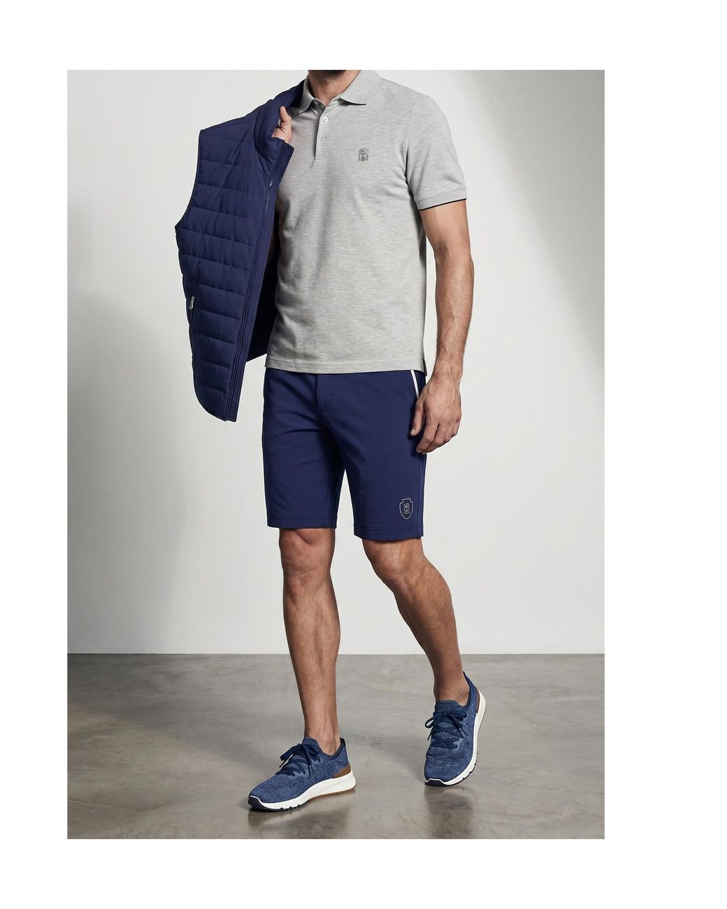 Brunello Cucinelli Gray Cotton Polo Shirt for men