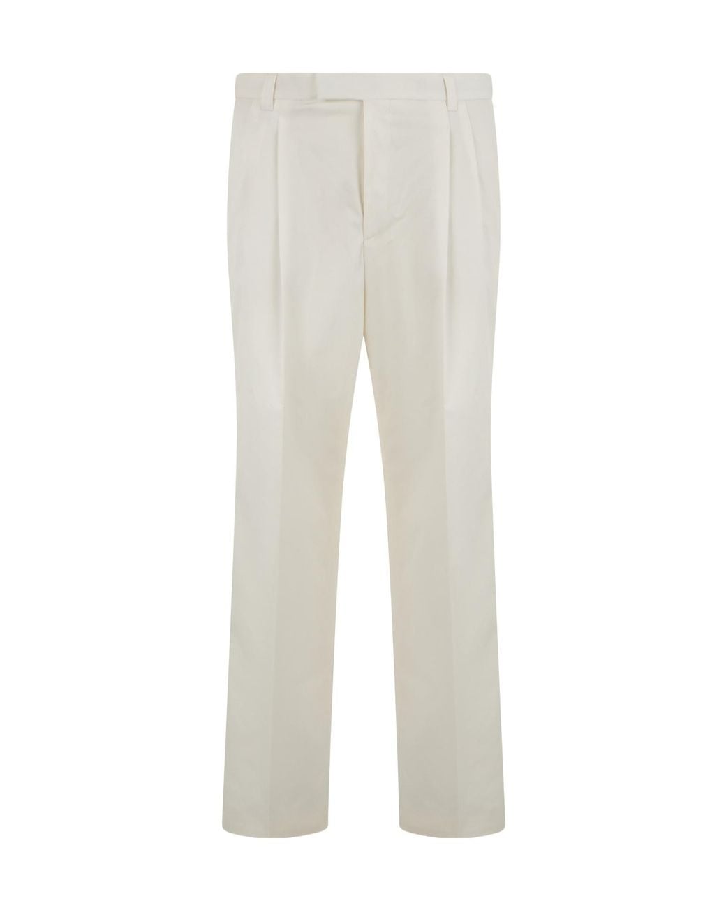 Boss White Pleated Straight-Leg Pants for men