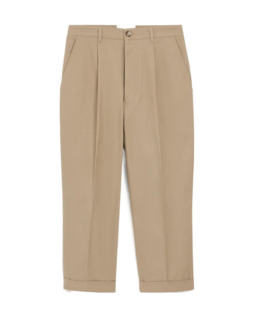 AMI Natural Pleated Straight Leg Trousers for men