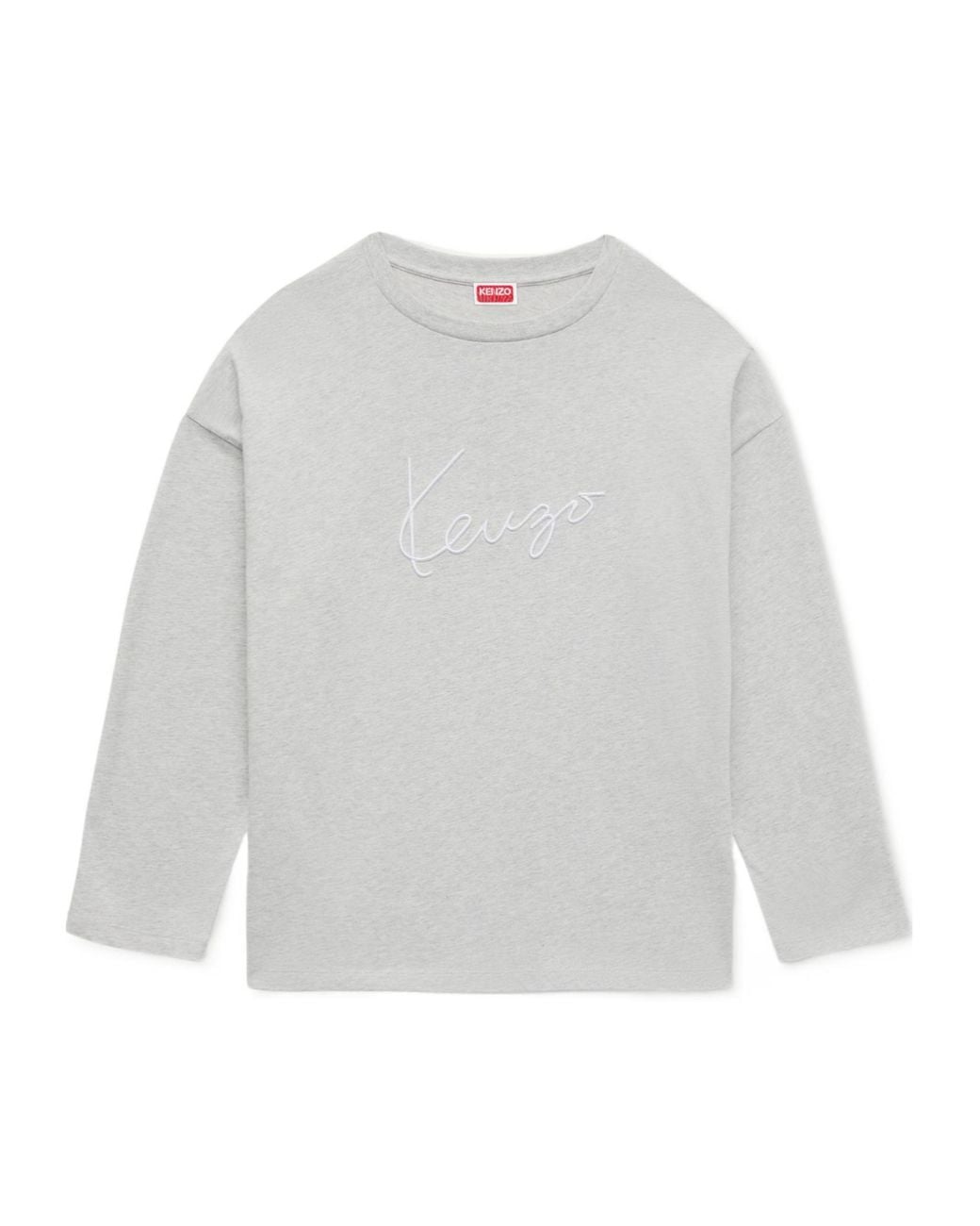 KENZO White Signature' Embroidered Long Sleeves T-Shirt
