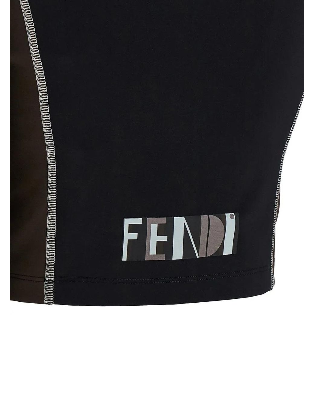 Fendi Black Logo Printed Zipped Cropped Training Top
