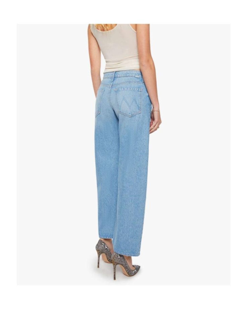 Mother Blue Faded Wide-Leg Jeans