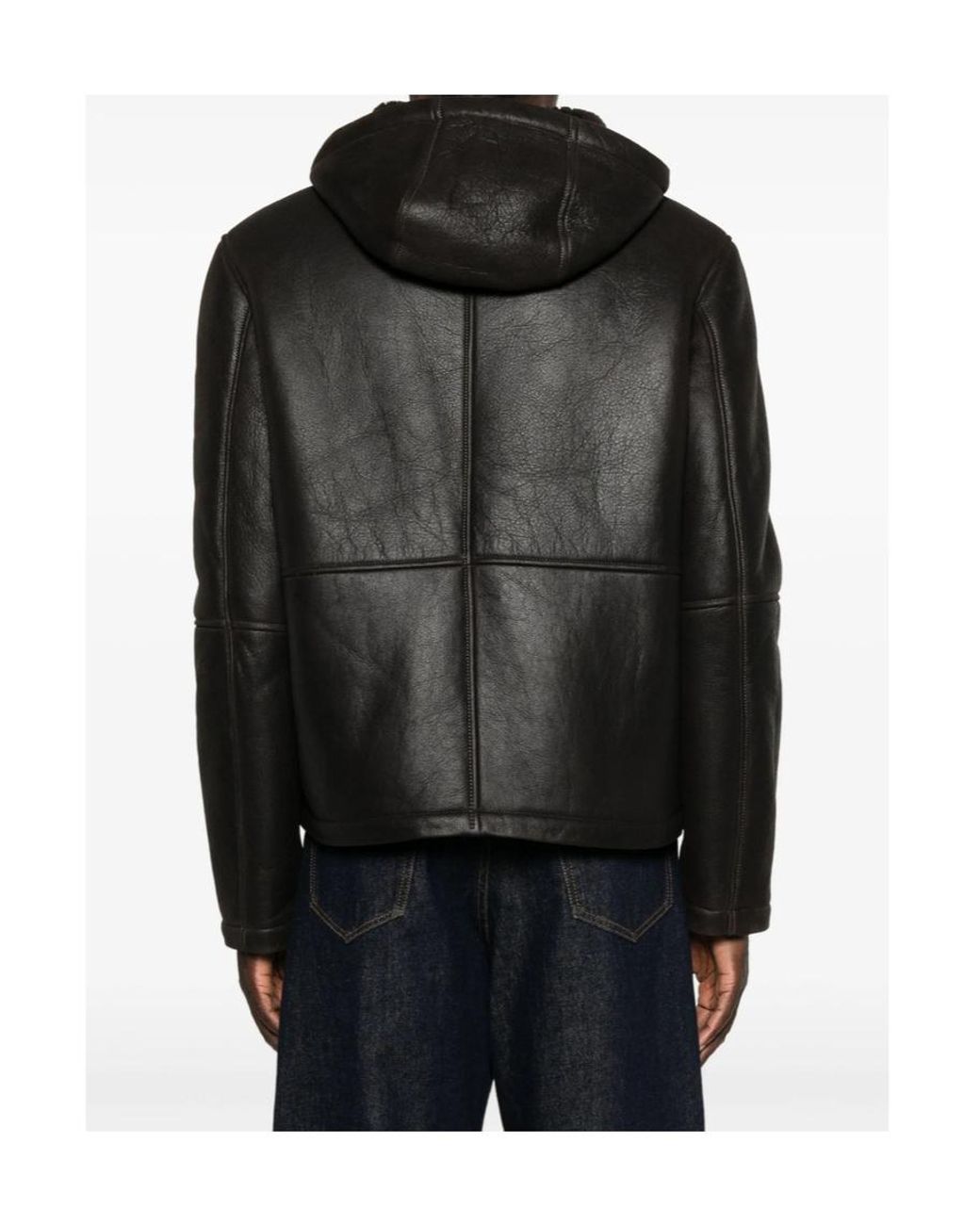 Dondup Black Long-Sleeve Leather Jacket for men