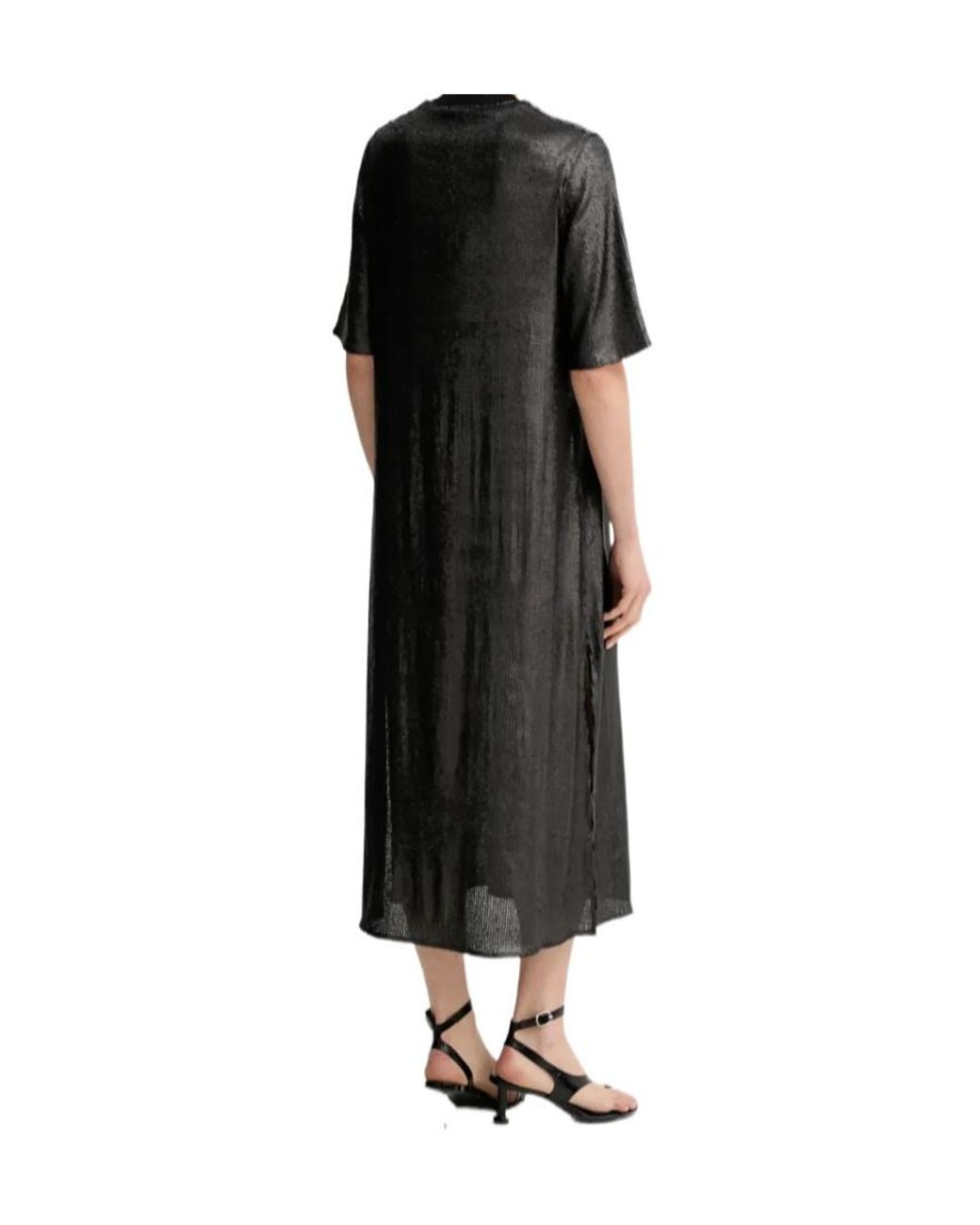 AllSaints Black Anna Sequin-Embellishment Midi Dress