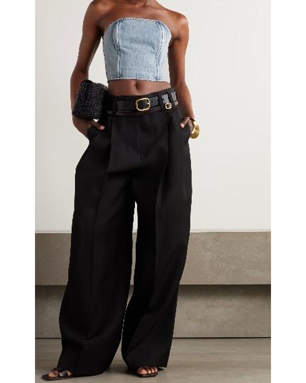 Wardrobe NYC Blue Strapless Denim Top