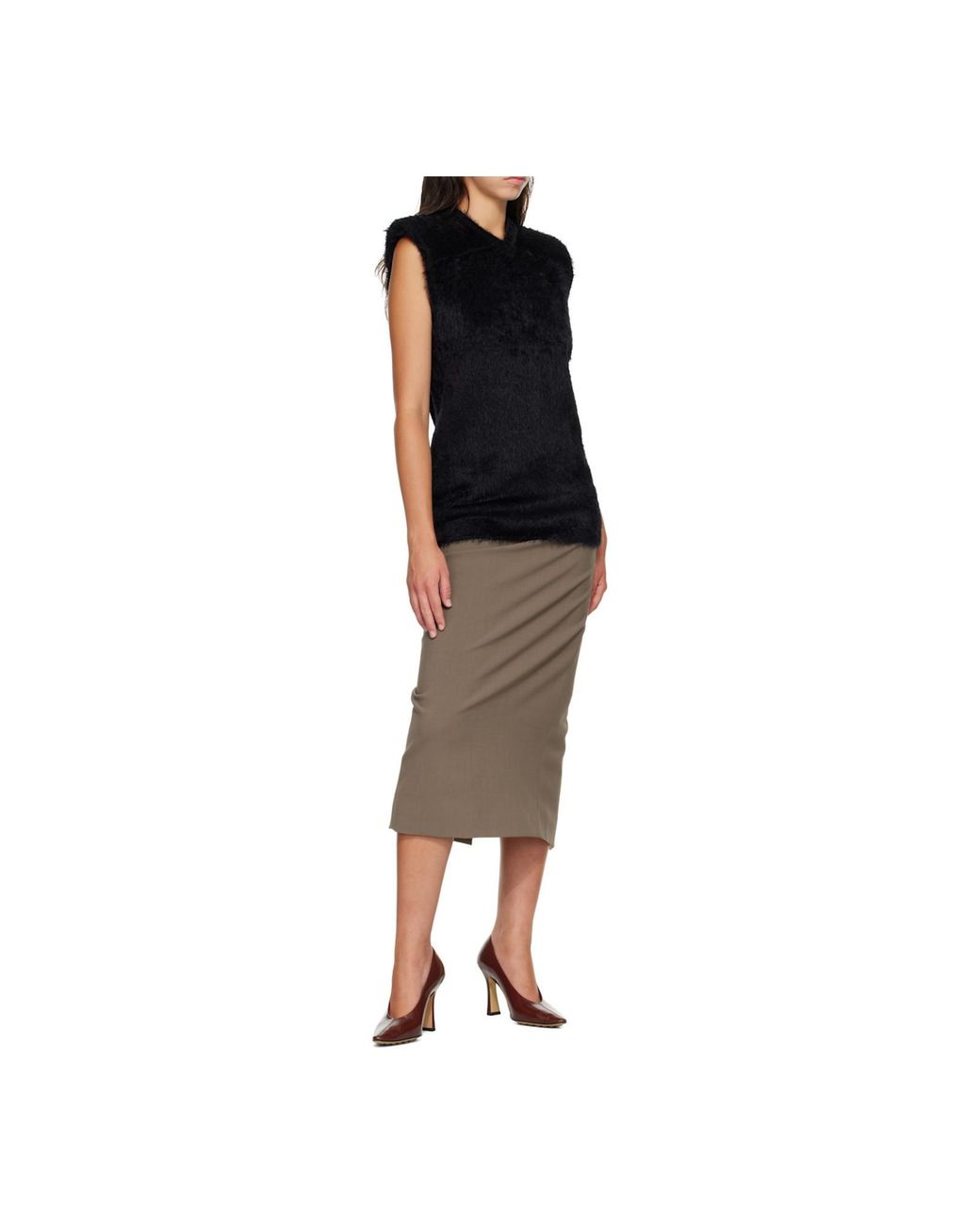 Mugler Black Brushed-Knit Sleeveless Top