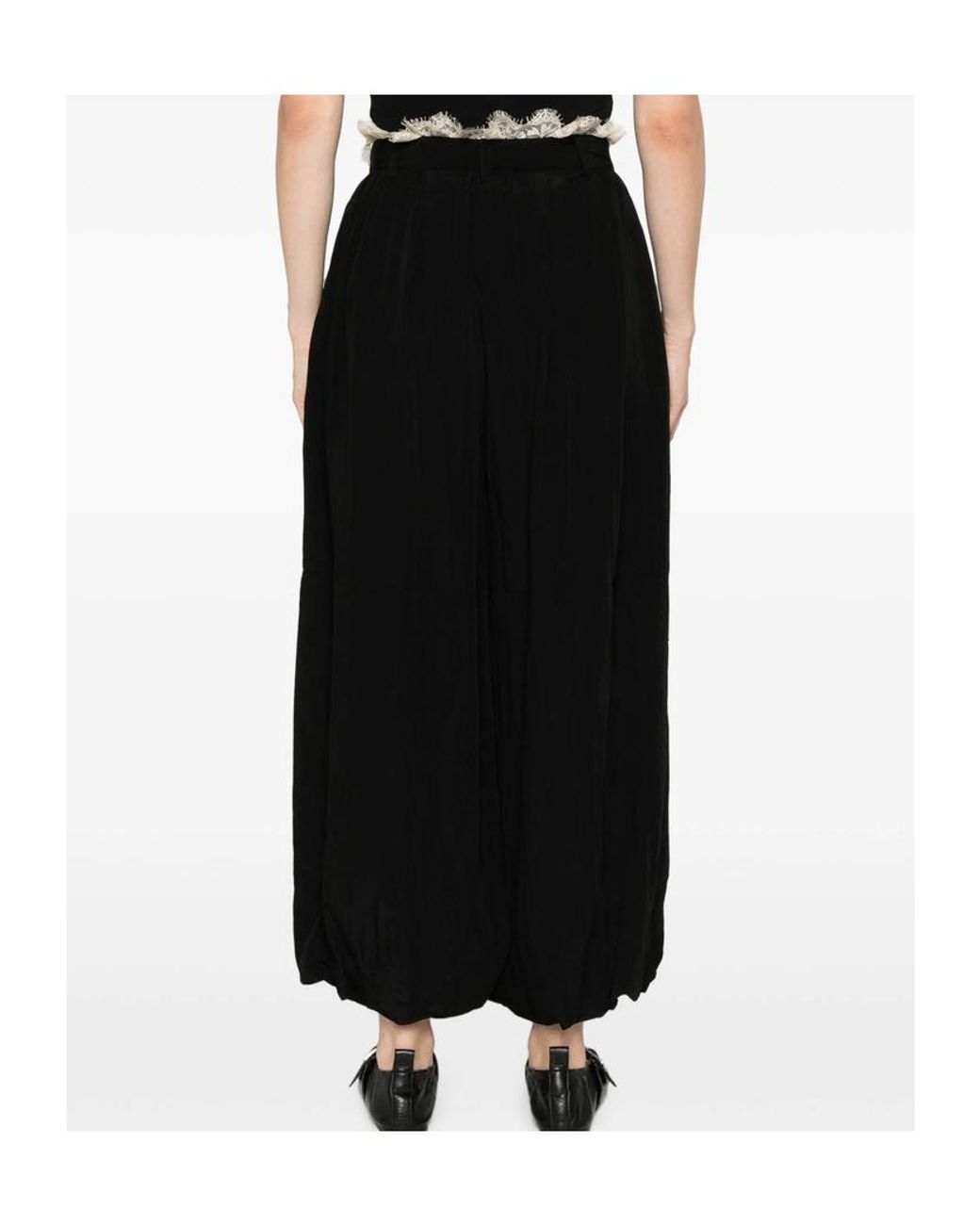 Sea Black Lace-Trimmed Trousers