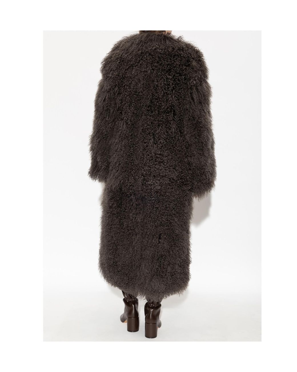 Stand Studio Black Crew Neck Sheepskin Coat