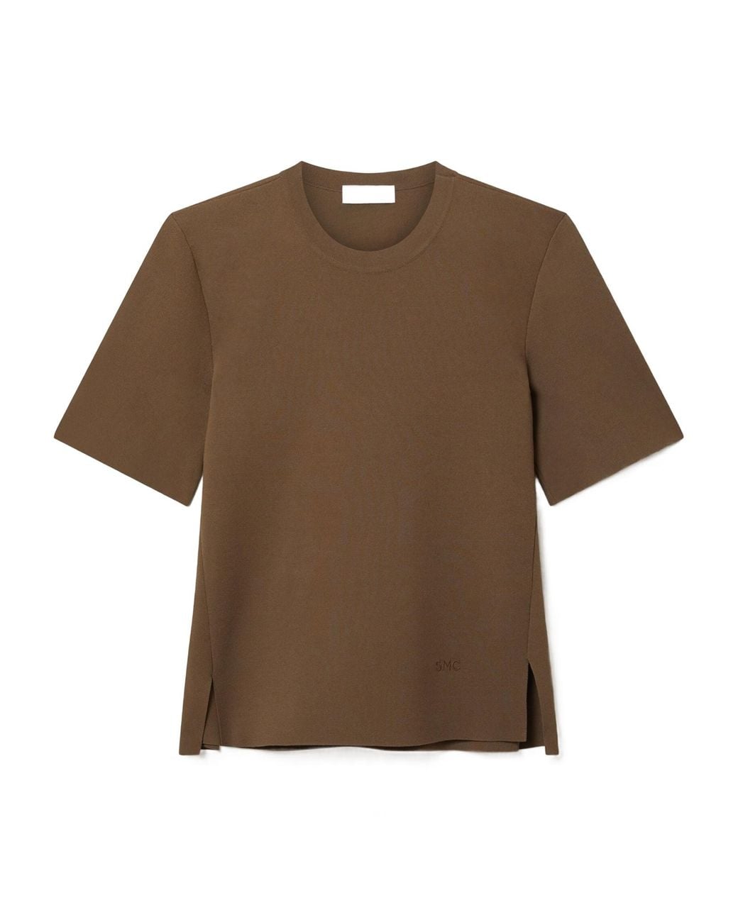 Stella McCartney Brown Smc Embroidered Side-Slit T-Shirt