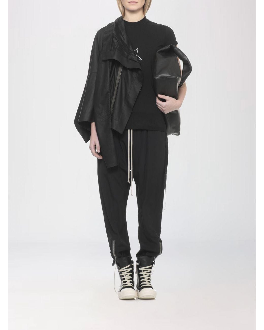 Rick Owens Black Logo Printed Crewneck T-Shirt