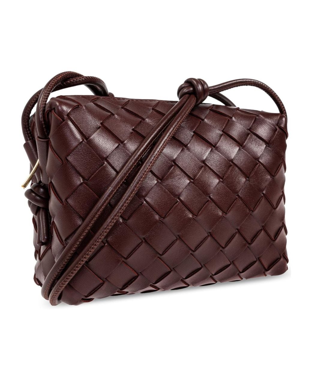 Bottega Veneta Brown Mini Loop Knitted Shoulder Bag