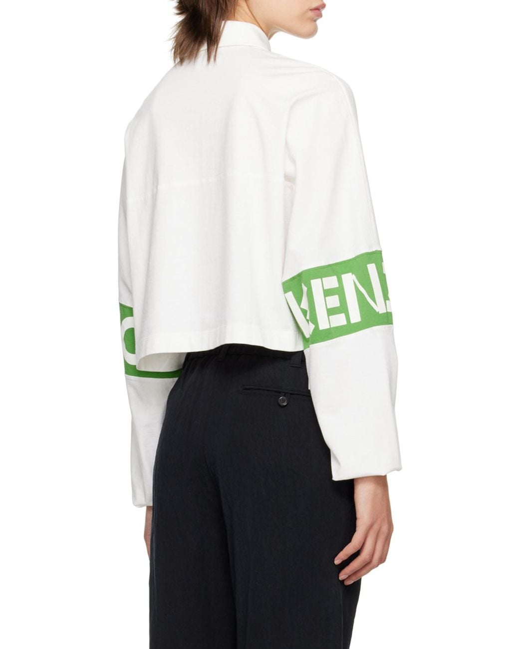 KENZO Green Logo Printed Polo Sweatshirt