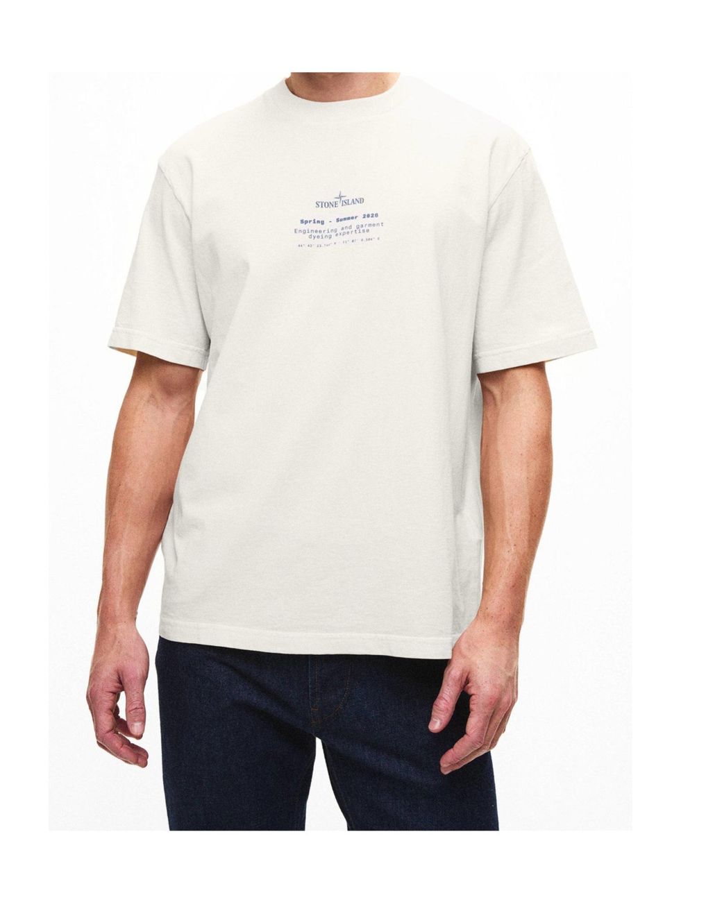 Stone Island White Logo Short-Sleeved T-Shirt for men