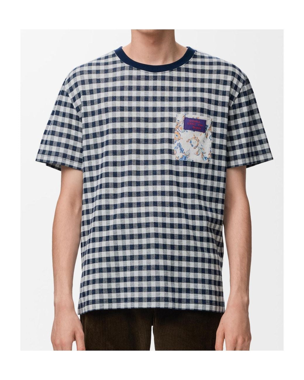 Loewe Blue X Cosima Von Bonin Gingham-Check Chest-Pocket T-Shirt for men