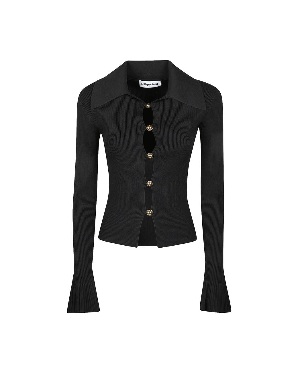 Self-Portrait Black Button Down Knit Top