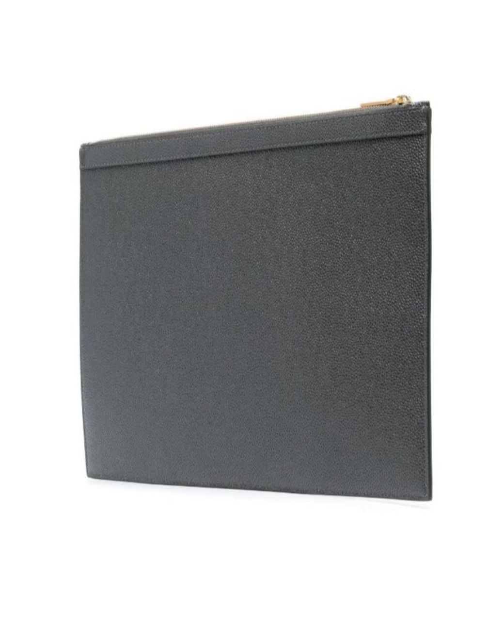 Thom Browne Black 4-Bar Zipped Medium Document Holder for men
