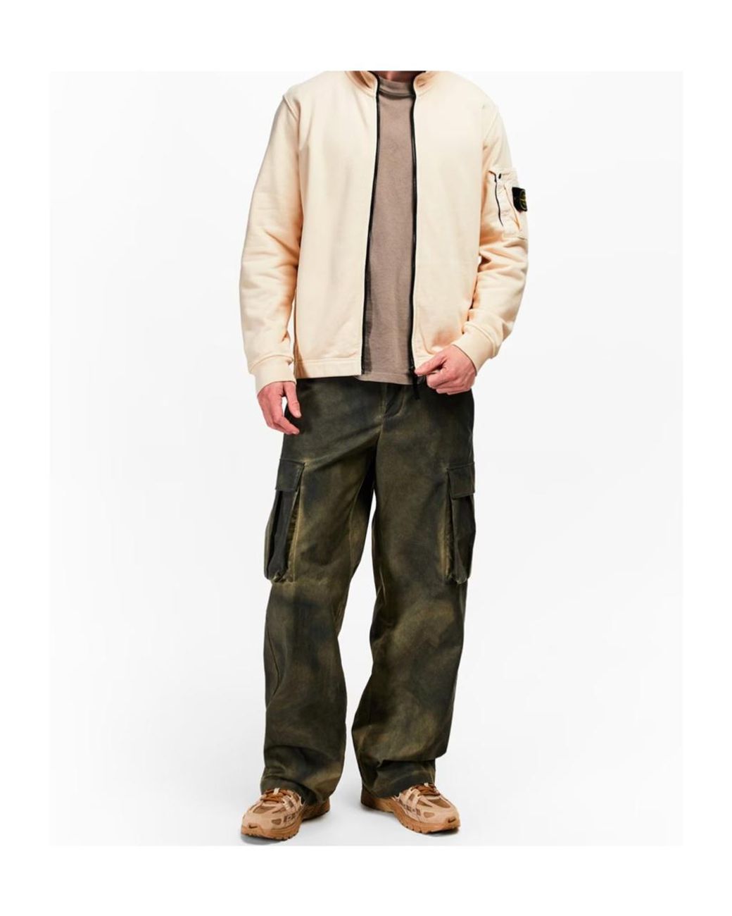 Stone Island Natural Logo Zip-Up Sweatshirt for men