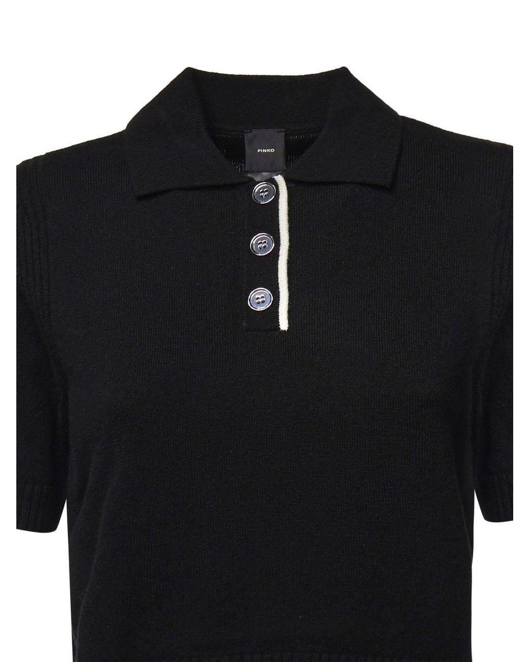 Pinko Black Short Sleeved Buttoned Polo Jumper