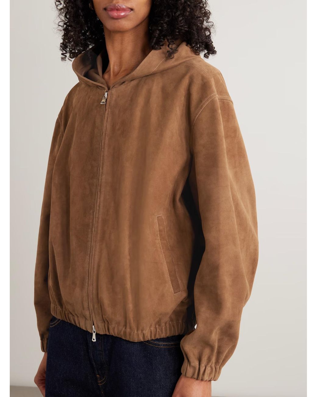 Nour Hammour Brown Leo Patchwork Hooded Jacket