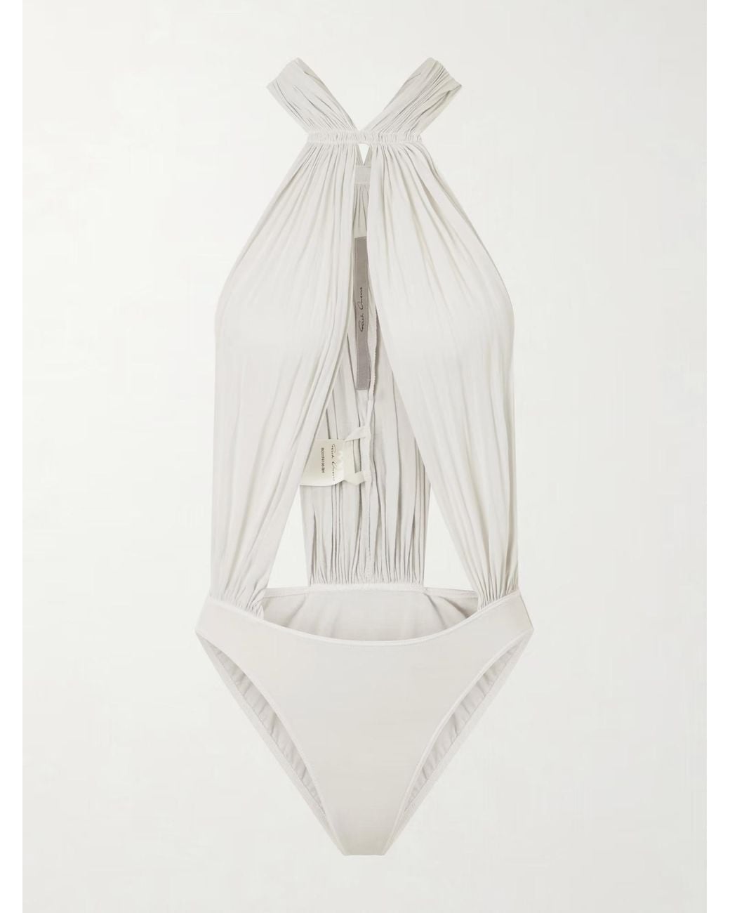 Rick Owens White Miami Gathered Cotton-Jersey Bodysuit