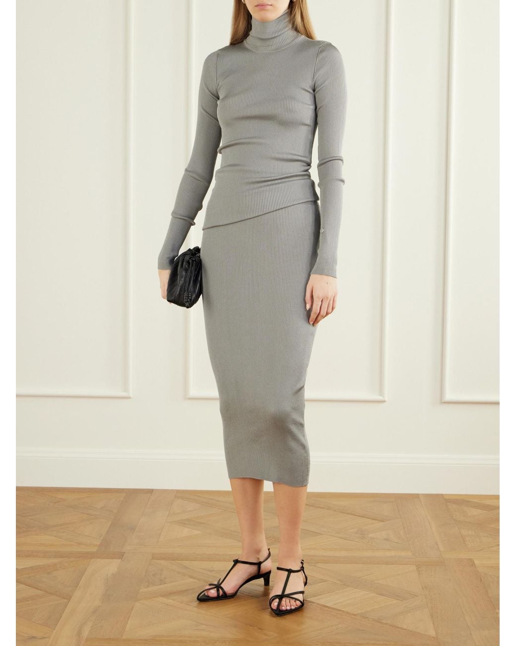 Stella McCartney Gray Ribbed Turtleneck Sweater