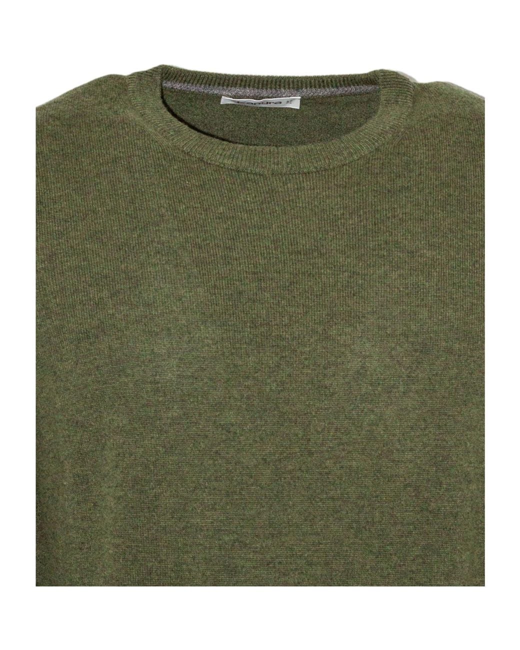Kangra Cashmere Green Kangra Crew Neck Slim Fit Sweater for men