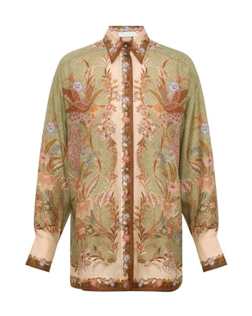 Zimmermann Multicolor Jeweled Button Printed Shirt