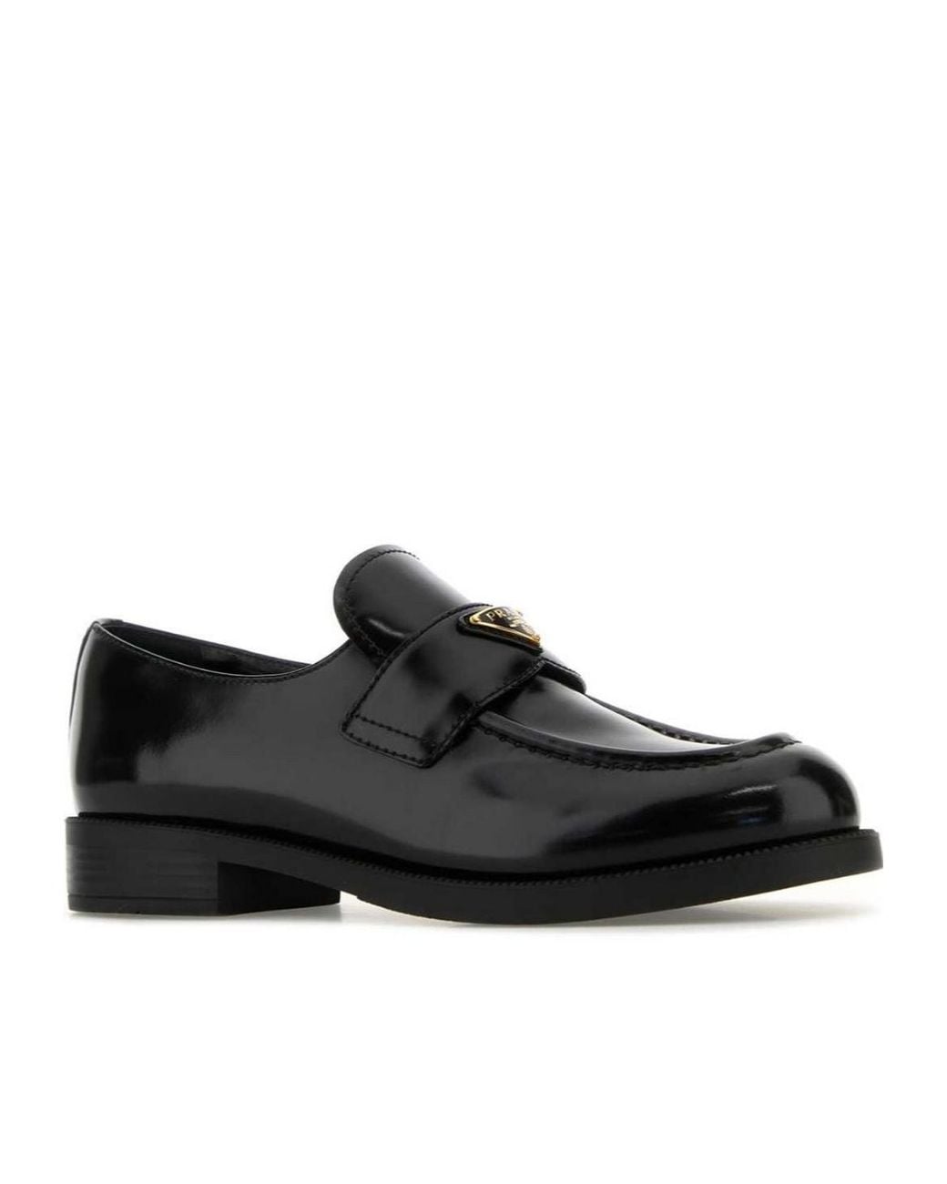 Prada Black Triangle-Logo Mocassinis