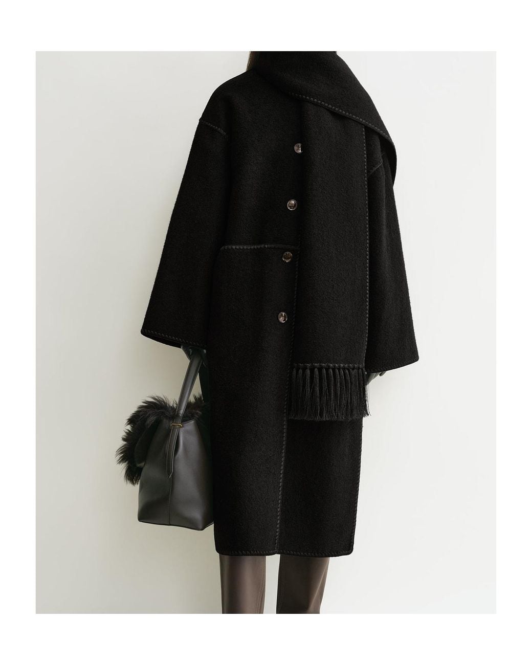 Totême Black Long Coat Wool Scarf