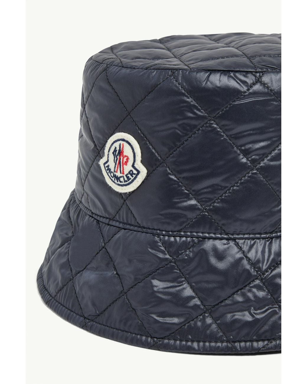 Moncler Blue Logo Patch Quilted Bucket Hat