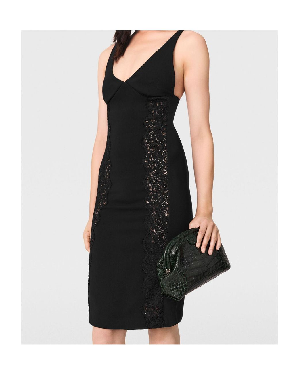Stella McCartney Black Lace-Panel Midi Dress