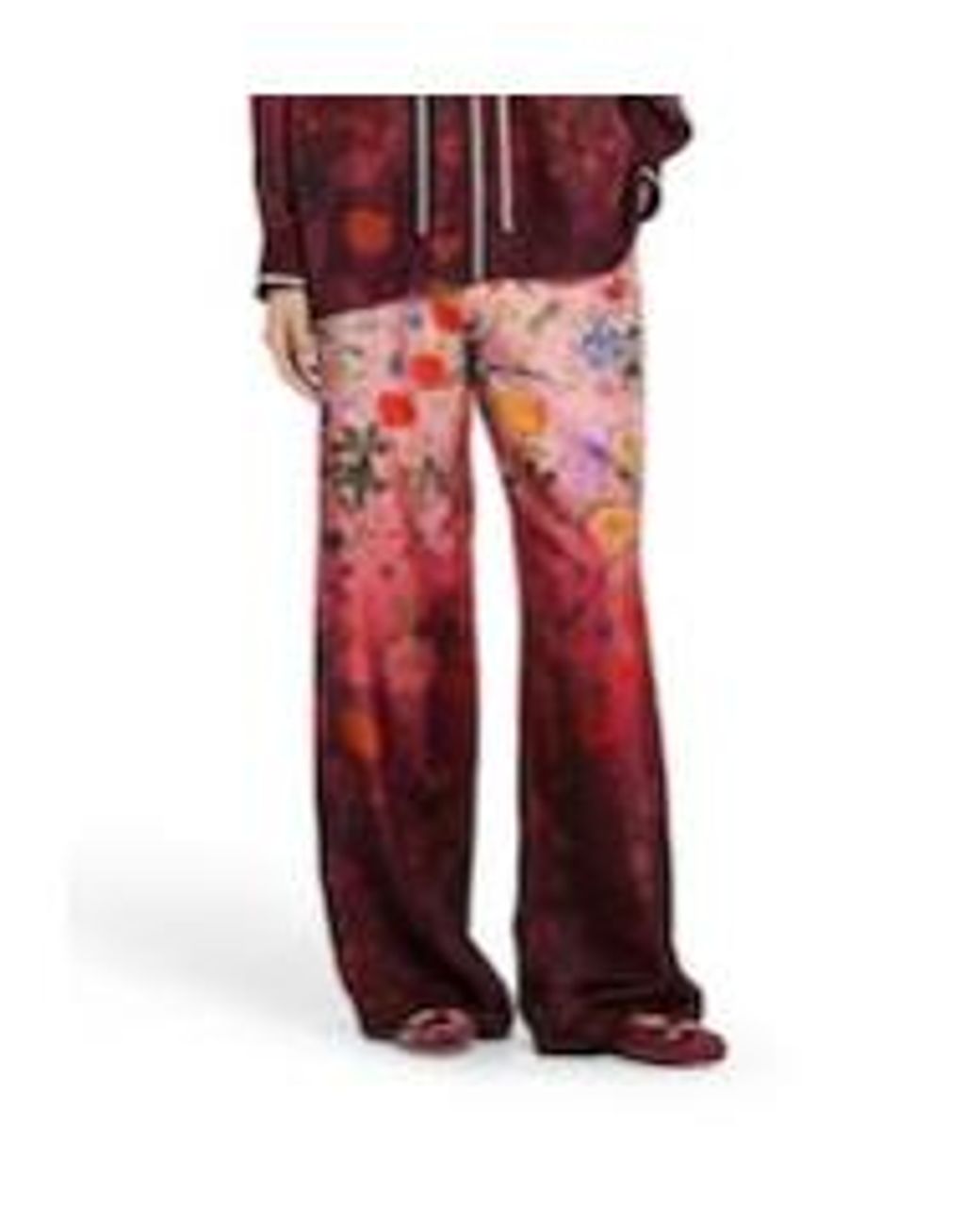 Gucci Red Floral Detailed Gradient Drawstring Pants