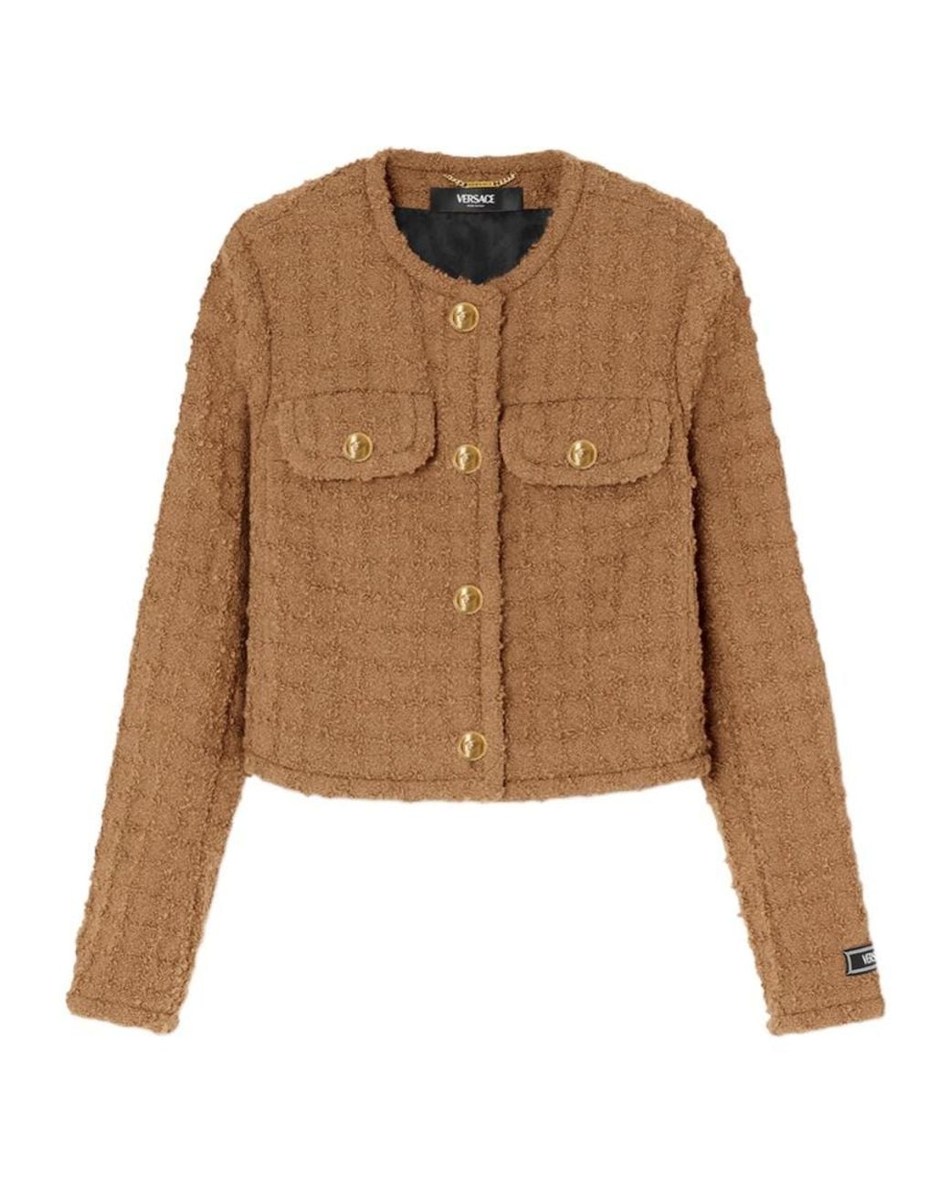 Versace Brown Heritage Button-Up Tweed Jacket