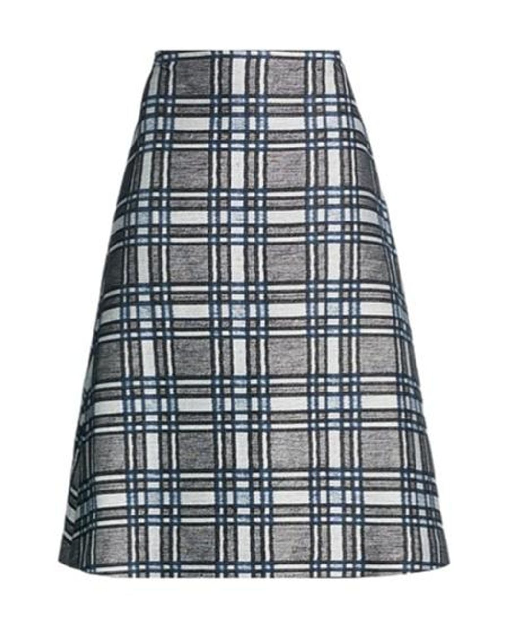 Marni Blue Pleated Check Skirt