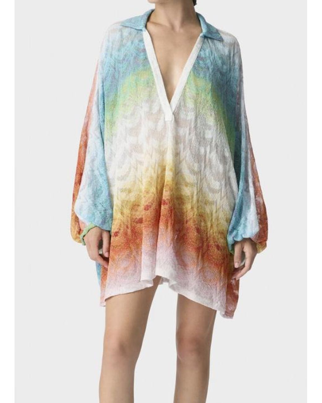 Missoni Blue V-Neck Long Sleeve Dress