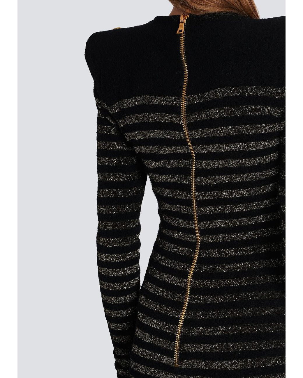 Balmain Black Striped Lurex Jersey Dress