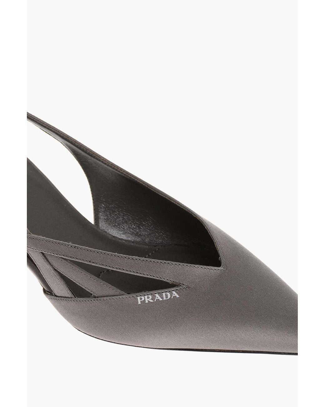 Prada Gray Pointed-Toe Pumps With Cut-Outs