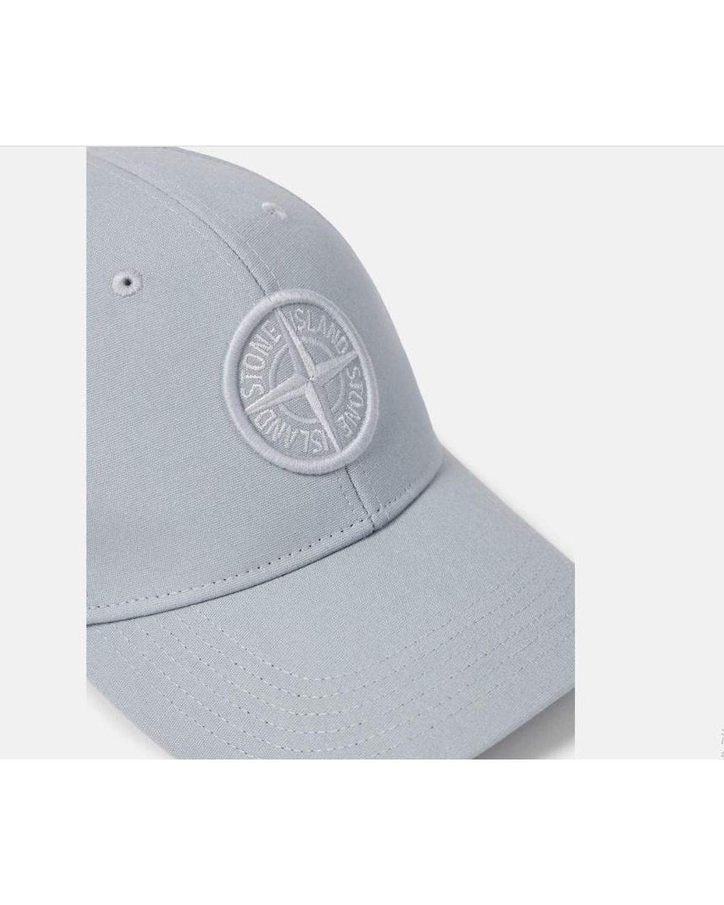 Stone Island White Baseball Cap With Compass Embroidery for men