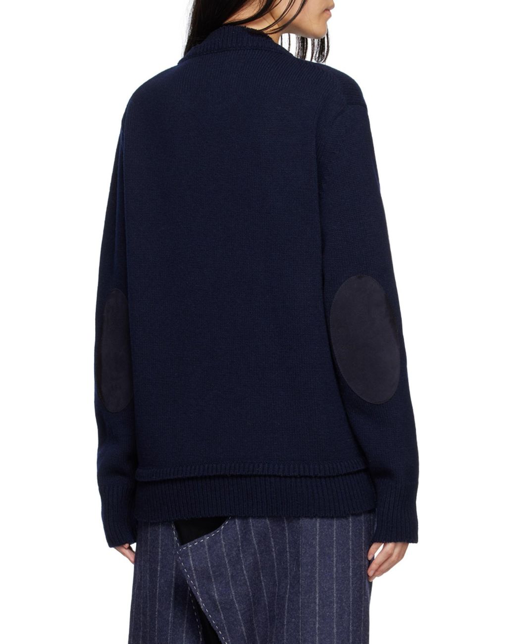 Maison Margiela Blue Elbow Patch Jumper for men