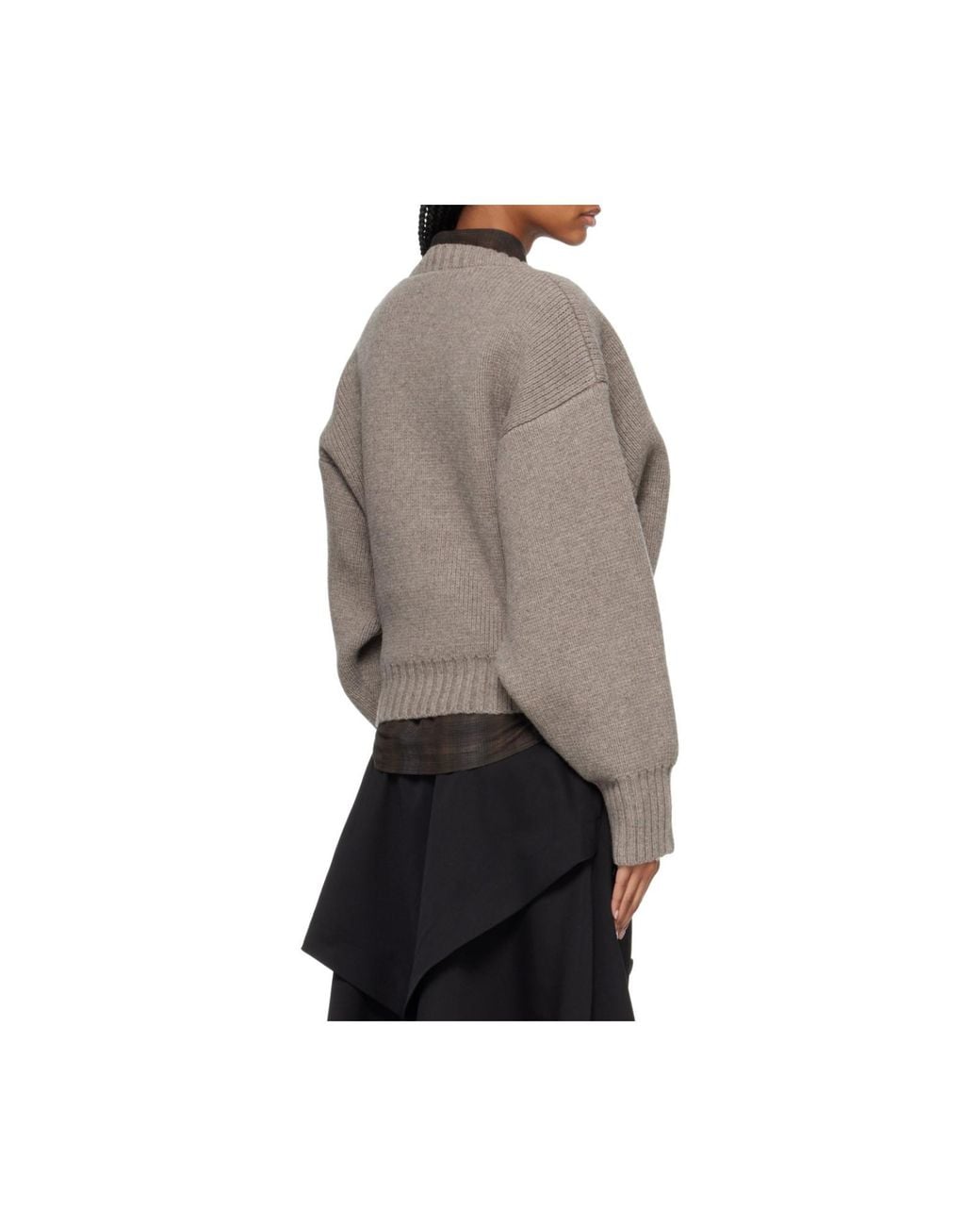 Rohe Gray Sculptural V-Neck Knitted Jumper