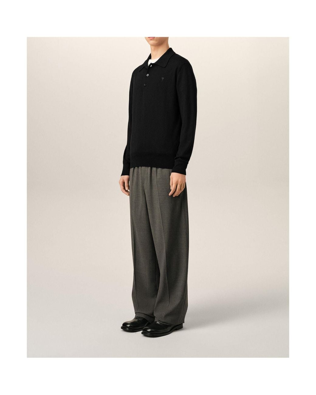 AMI Black Ami Ami De Coeur Polo Shirt for men