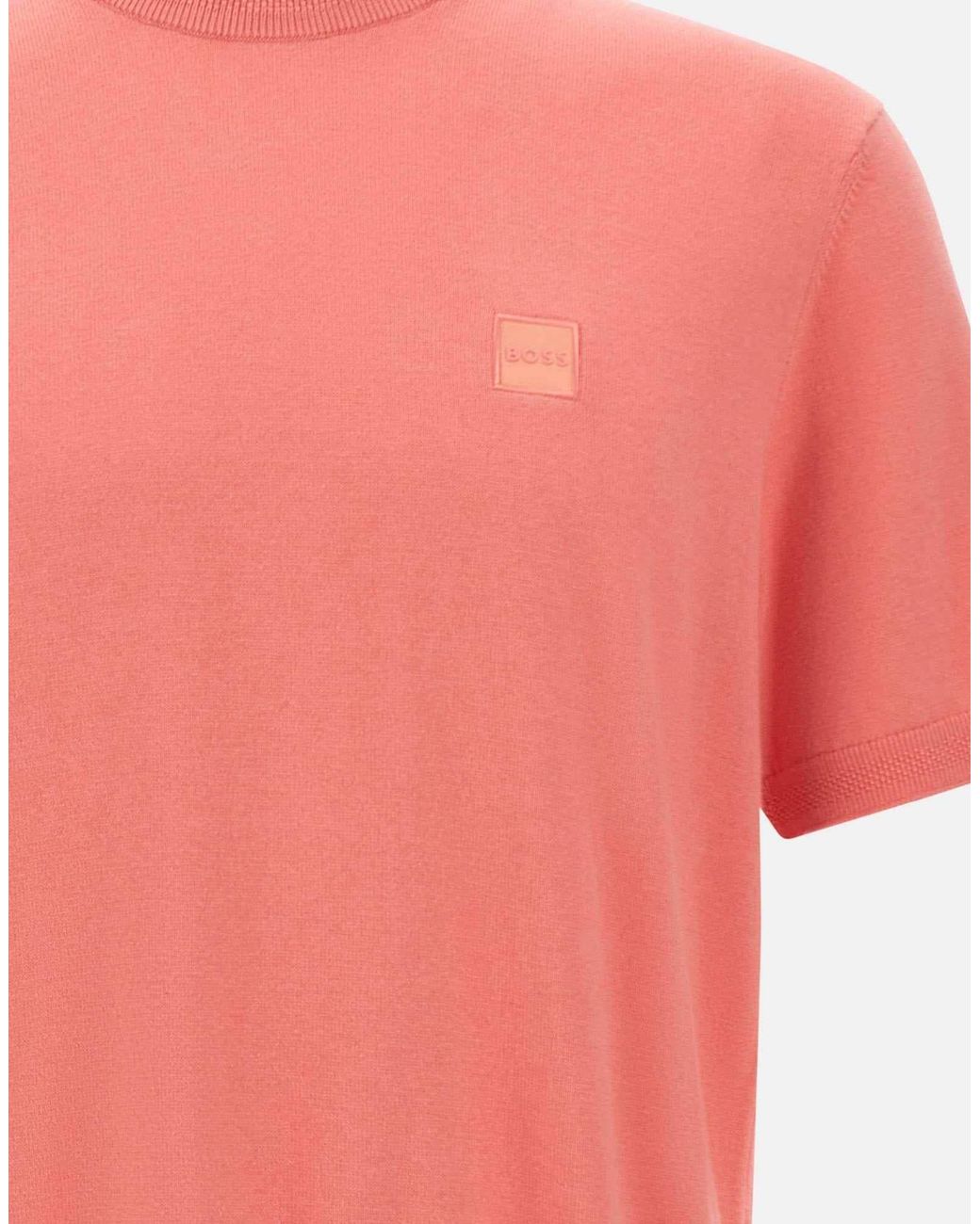 Boss Pink Kanacho Short-Sleeve Knitted Sweater for men