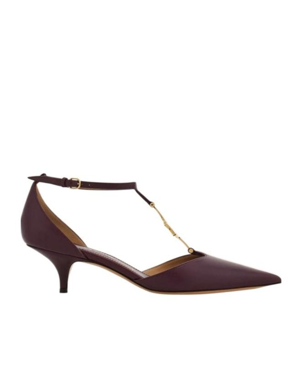 Ferragamo Brown F Buckle T-Strap Pump