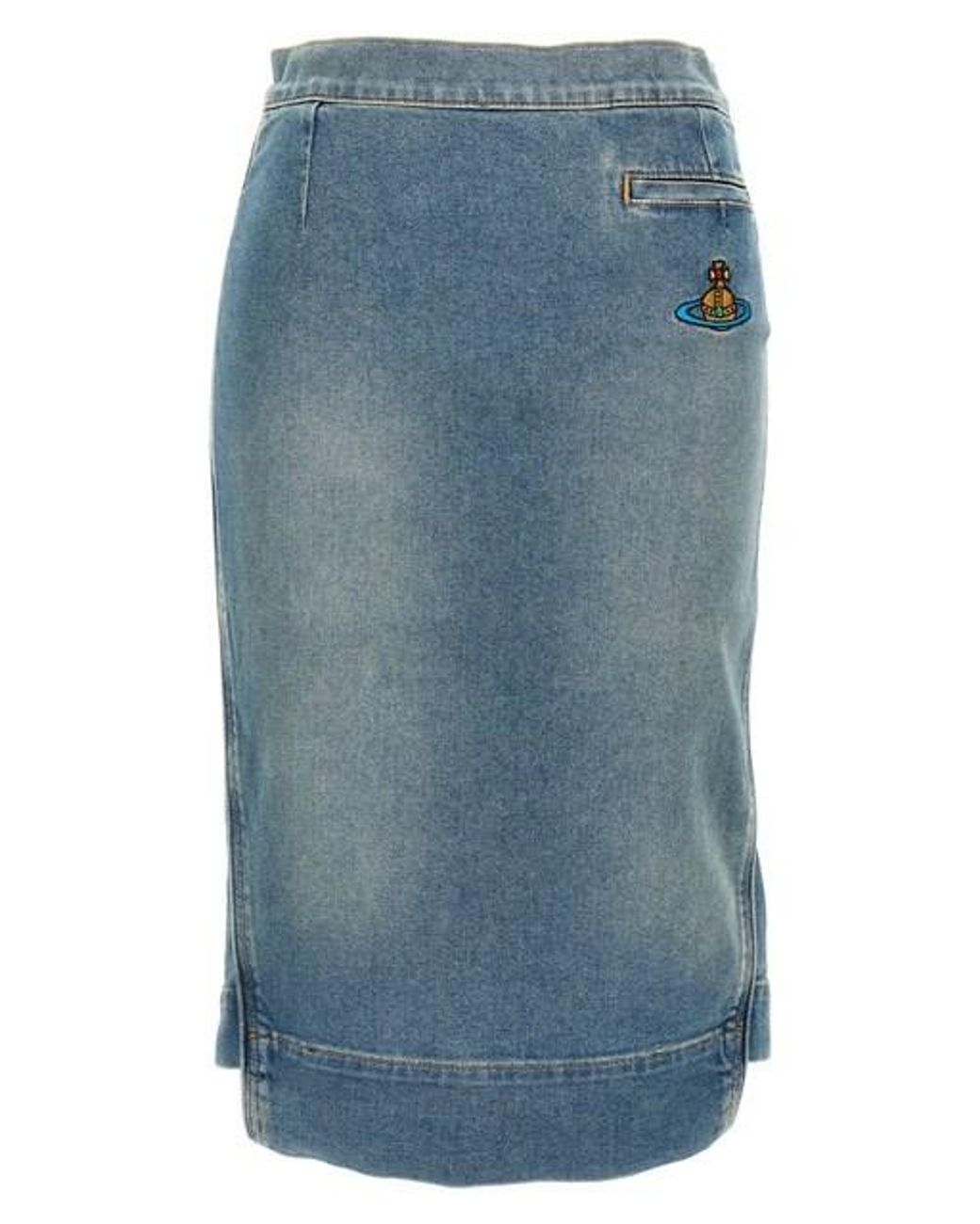 Vivienne Westwood Blue Orb Logo Embroidered Asymmetric Skirt