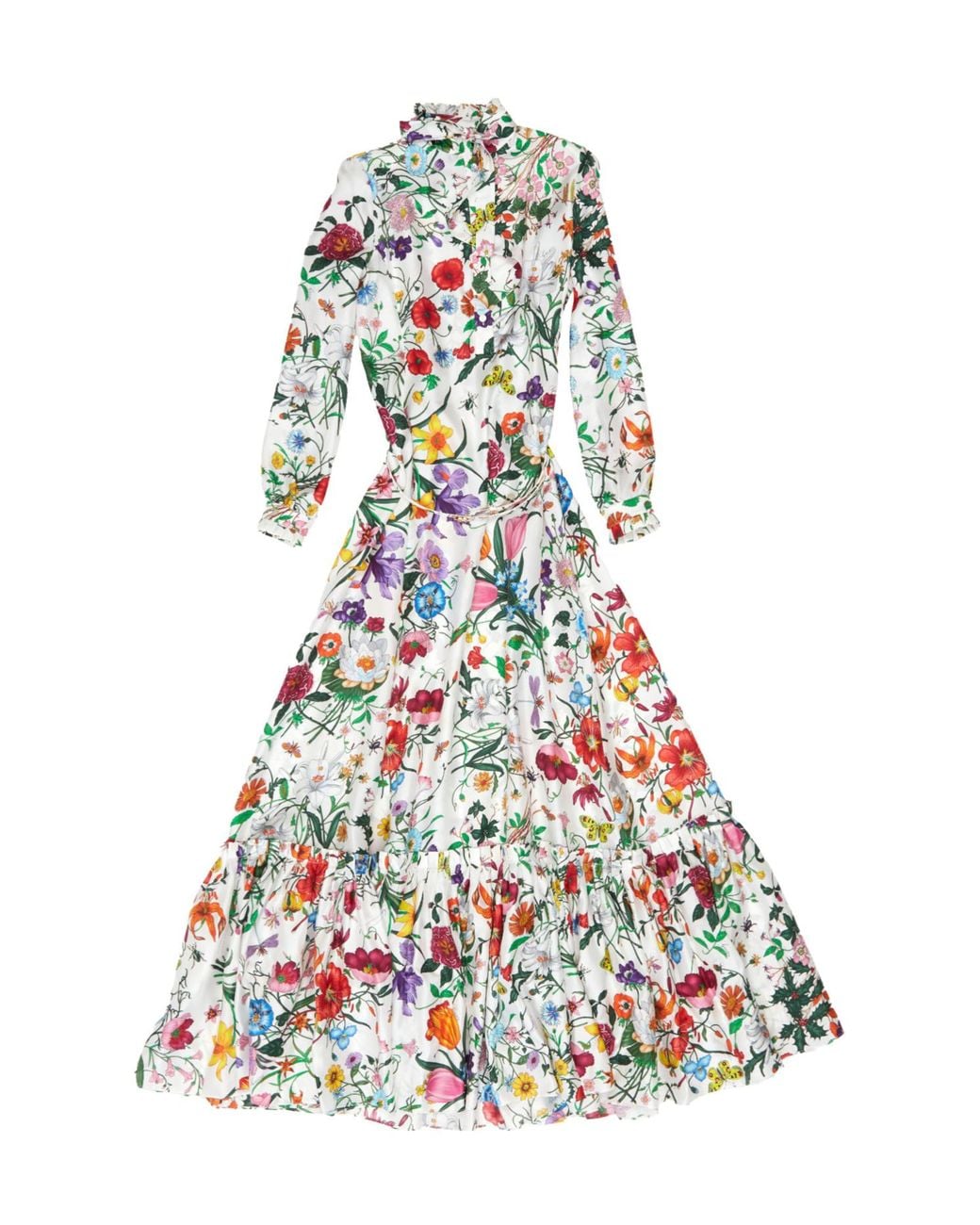 Gucci White Printed Twill Long Dress