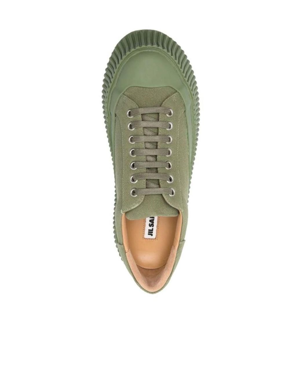 Jil Sander Green Round-Toe Chunky-Sole Sneakers