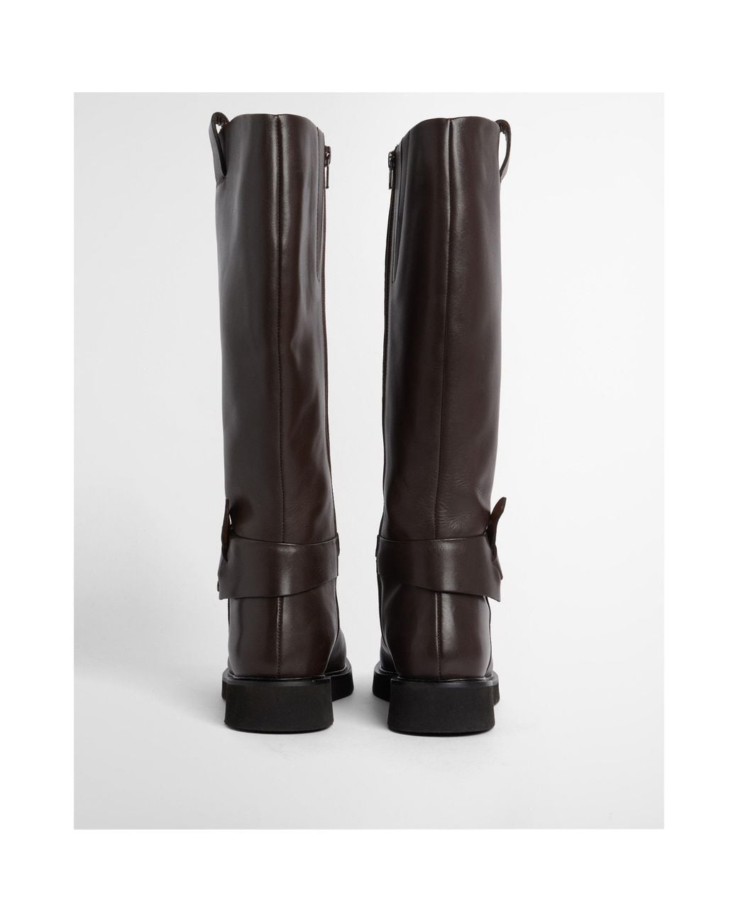 Barbour Brown Buckle Leather Knee-High Riding Boots