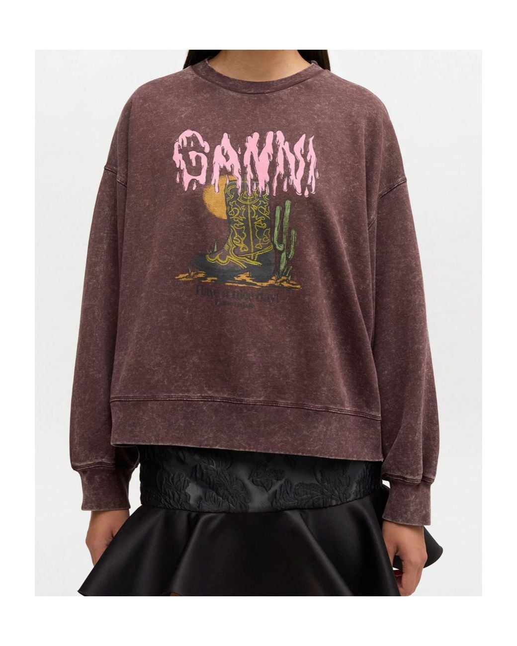 Ganni Brown Vintage Wash Sweatshirt
